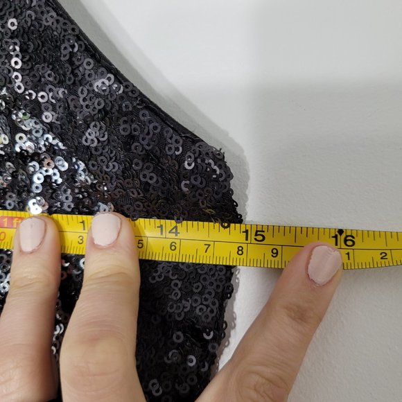Dress The Population NEW Black Sequined High Neck Sleeveless Sheath Dress NWT - Picture 11 of 13